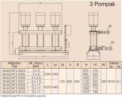 MultiDAF3 5000-4/Üç Pompalı Hidrofor 3 x 3 kW (*DN100-2½'') (45 MSS- 3 x 15 m3/h )
