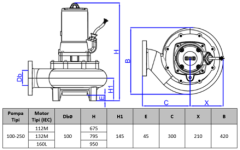 Enduro D 100-250 Çift Kanatlı Kapalı Çarklı 15 kW Partikül Çapı:65 mm (4'') 1500 d/dak